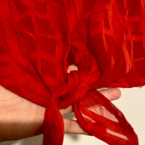 2XL Red Chiffon Blouse - Picture 3 of 6